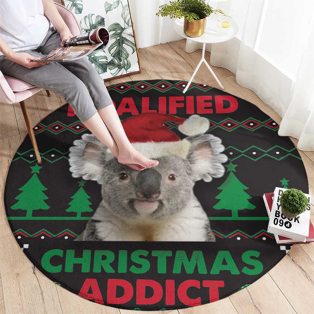 Cute Koala Round Carpet Koalified Christmas Addict