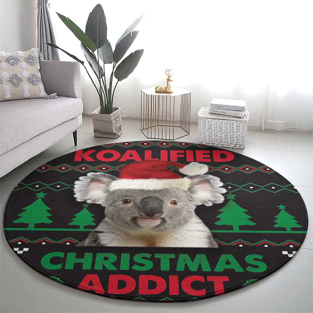 Cute Koala Round Carpet Koalified Christmas Addict