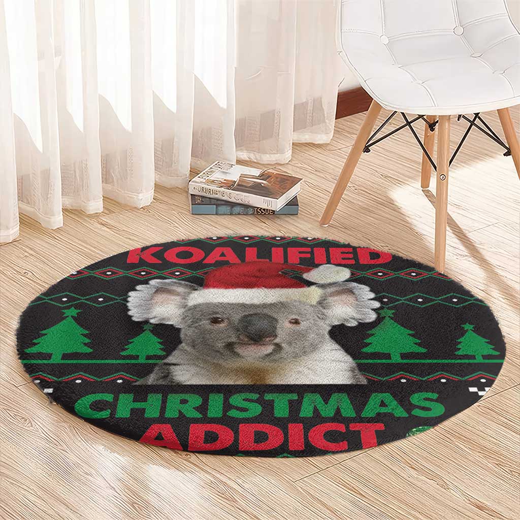 Cute Koala Round Carpet Koalified Christmas Addict