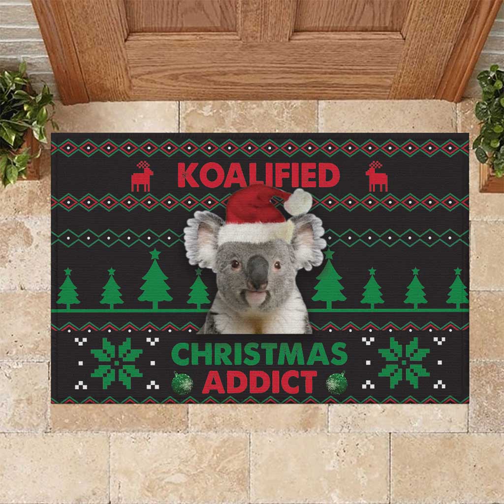 Cute Koala Rubber Doormat Koalified Christmas Addict - Wonder Print Shop