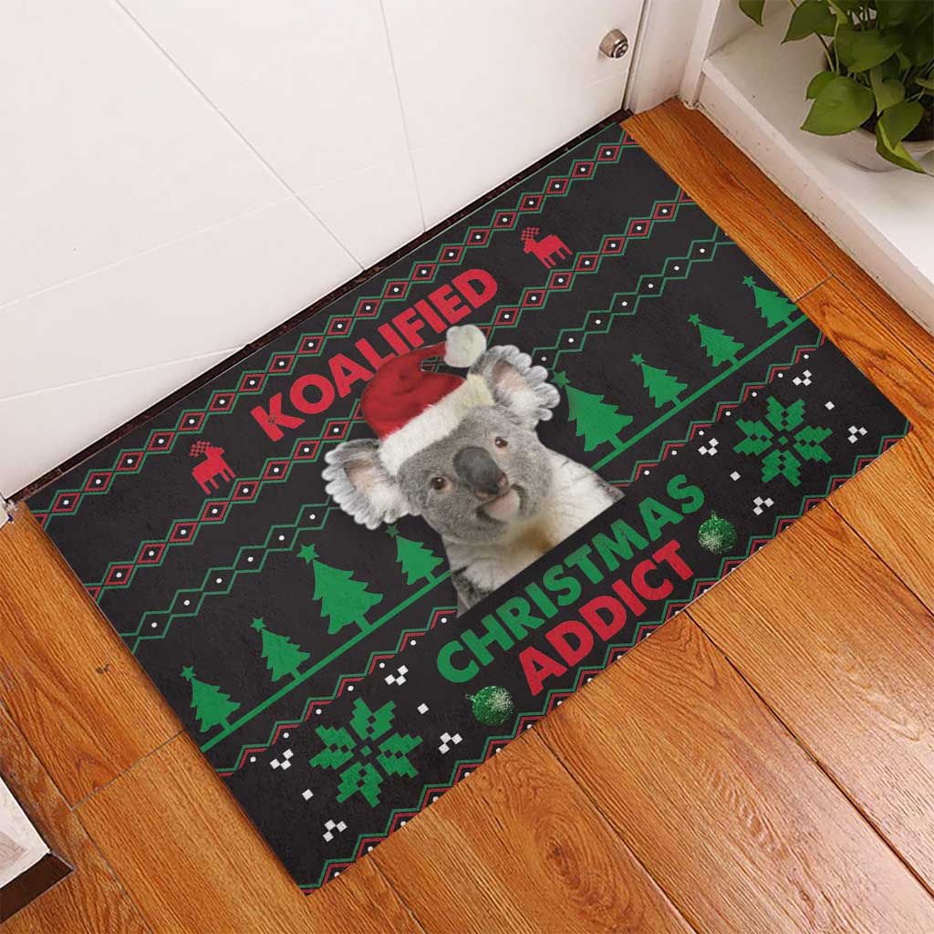 Cute Koala Rubber Doormat Koalified Christmas Addict - Wonder Print Shop