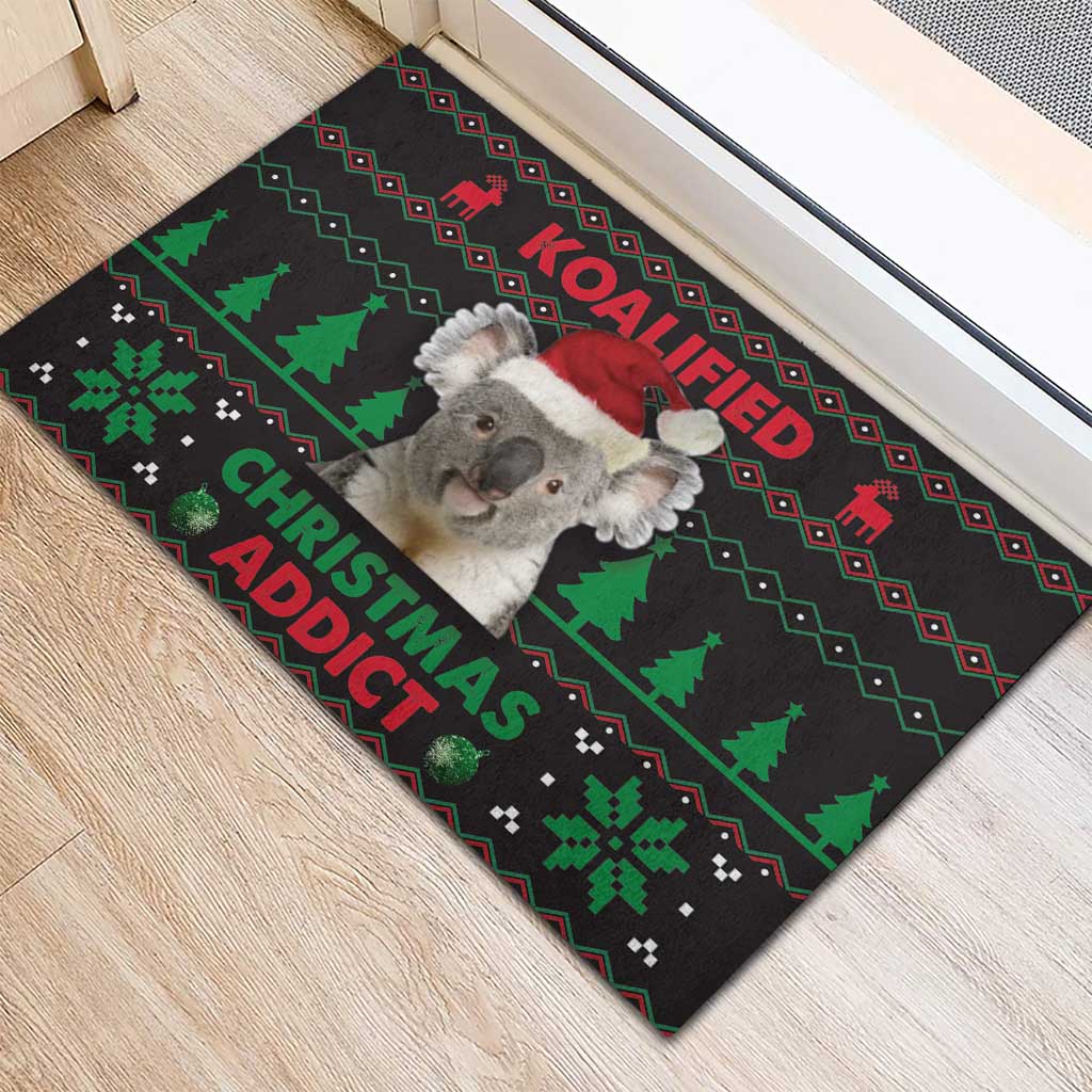 Cute Koala Rubber Doormat Koalified Christmas Addict - Wonder Print Shop