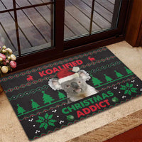 Cute Koala Rubber Doormat Koalified Christmas Addict - Wonder Print Shop
