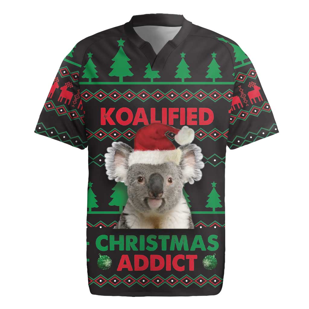 Cute Koala Rugby Jersey Koalified Christmas Addict - Wonder Print Shop