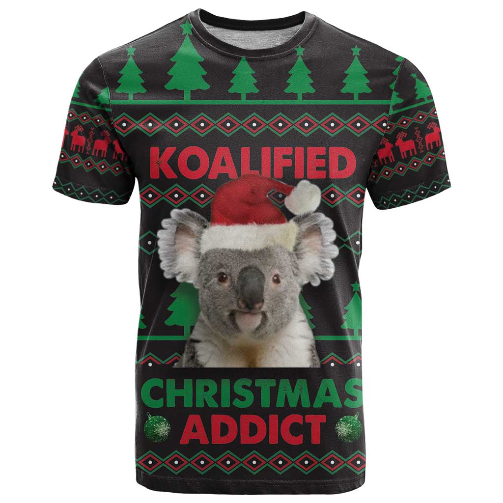 Cute Koala T Shirt Koalified Christmas Addict - Wonder Print Shop