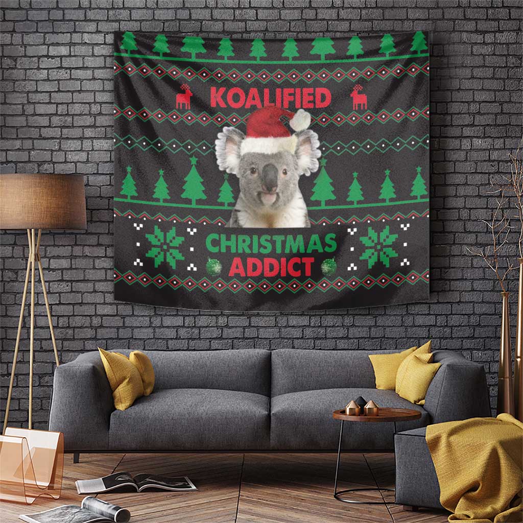 Cute Koala Tapestry Koalified Christmas Addict - Wonder Print Shop