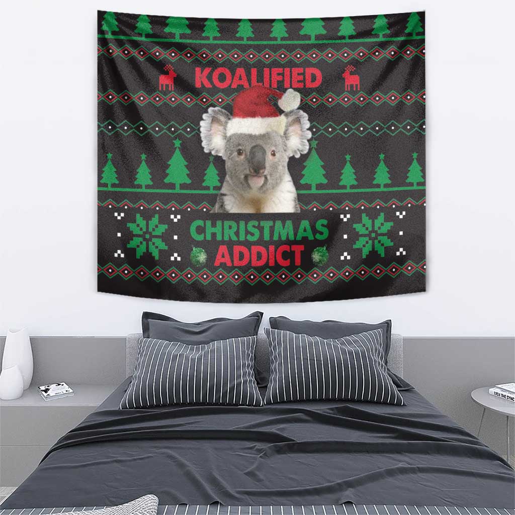 Cute Koala Tapestry Koalified Christmas Addict - Wonder Print Shop