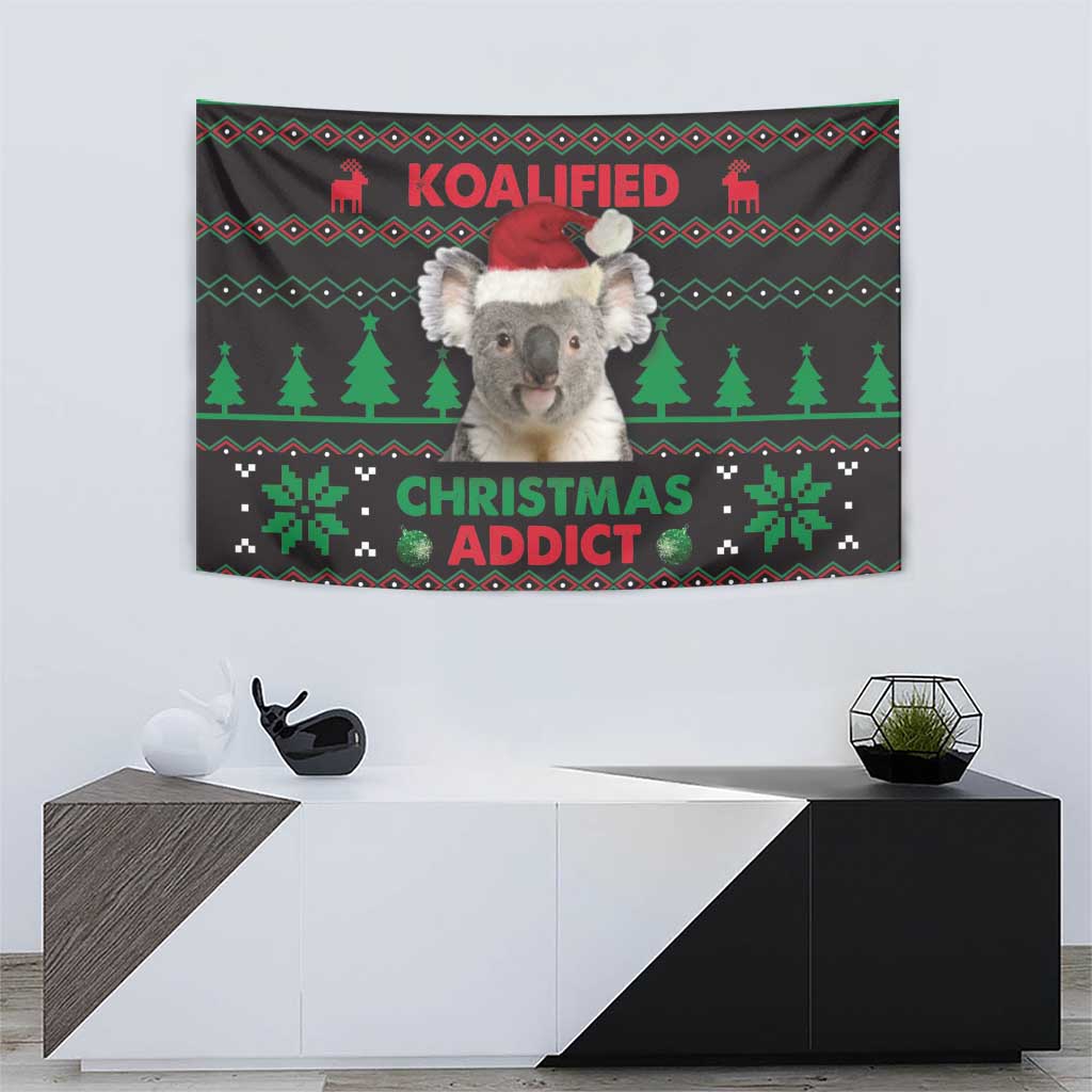 Cute Koala Tapestry Koalified Christmas Addict - Wonder Print Shop