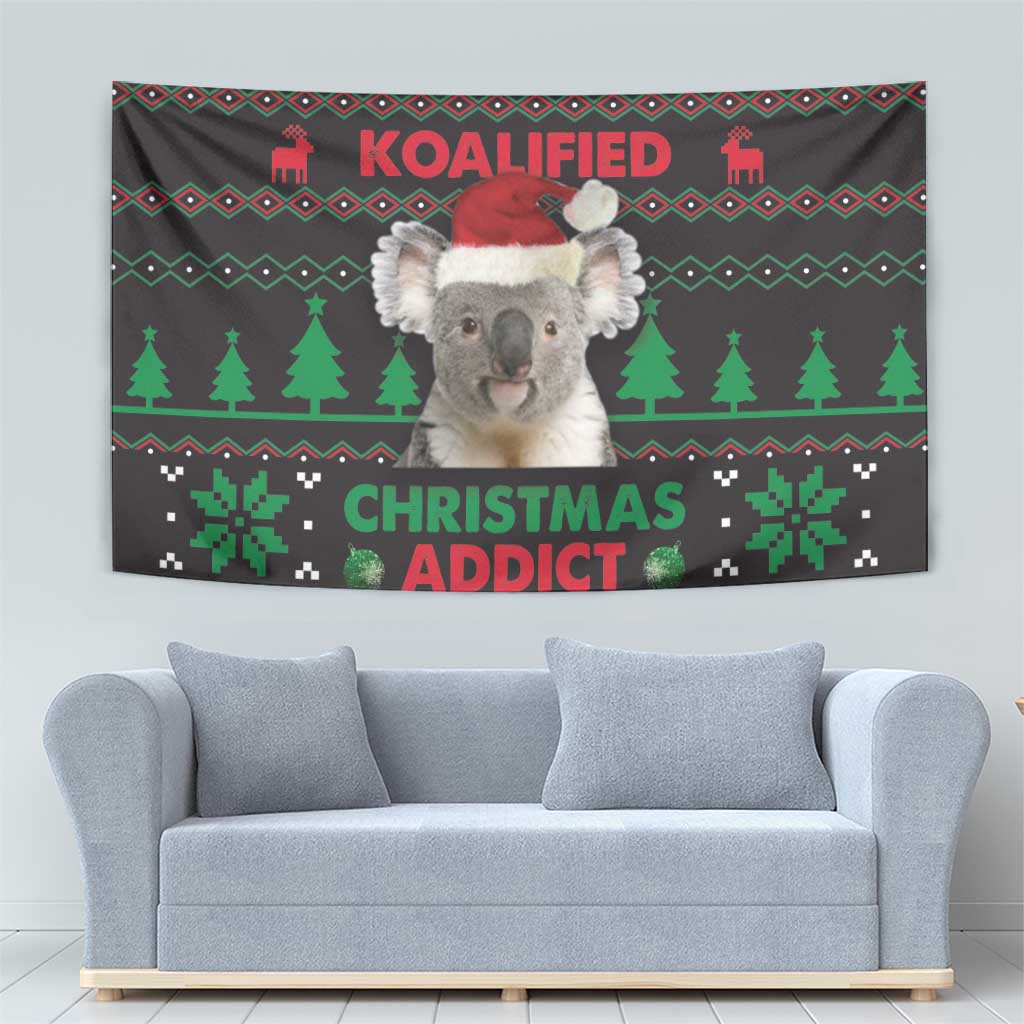 Cute Koala Tapestry Koalified Christmas Addict - Wonder Print Shop
