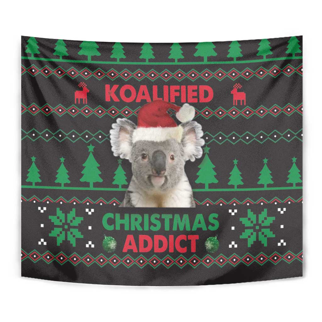 Cute Koala Tapestry Koalified Christmas Addict - Wonder Print Shop
