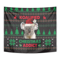 Cute Koala Tapestry Koalified Christmas Addict - Wonder Print Shop