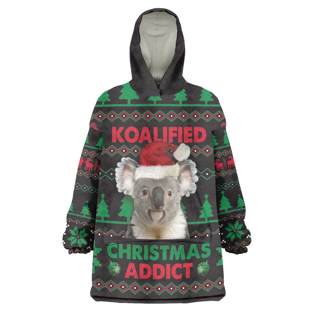 Cute Koala Wearable Blanket Hoodie Koalified Christmas Addict - Wonder Print Shop