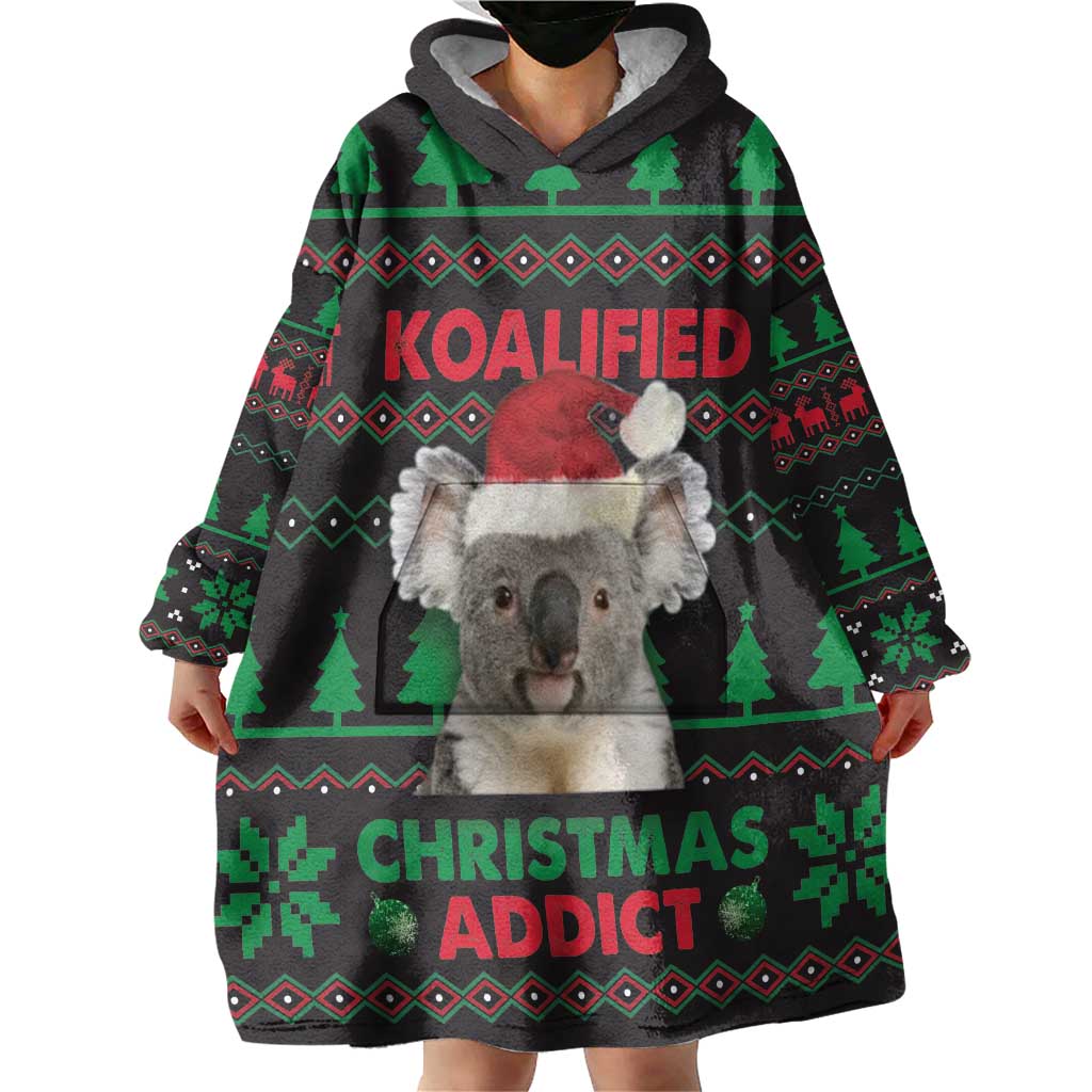 Cute Koala Wearable Blanket Hoodie Koalified Christmas Addict - Wonder Print Shop