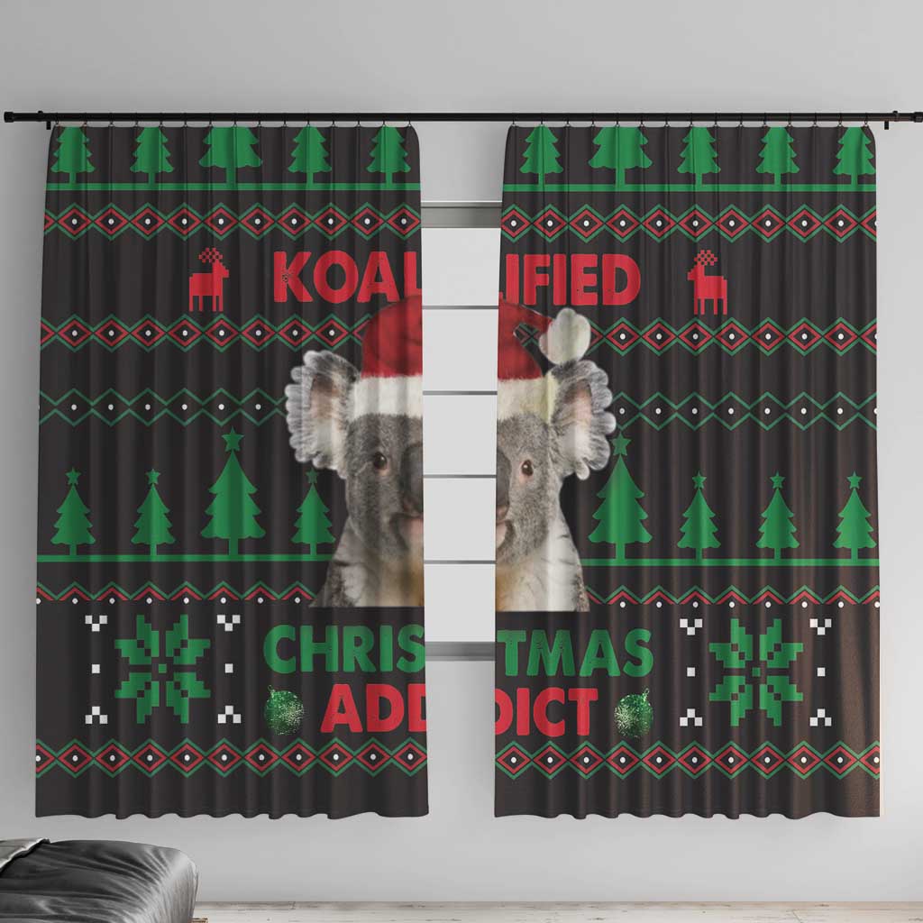Cute Koala Window Curtain Koalified Christmas Addict - Wonder Print Shop