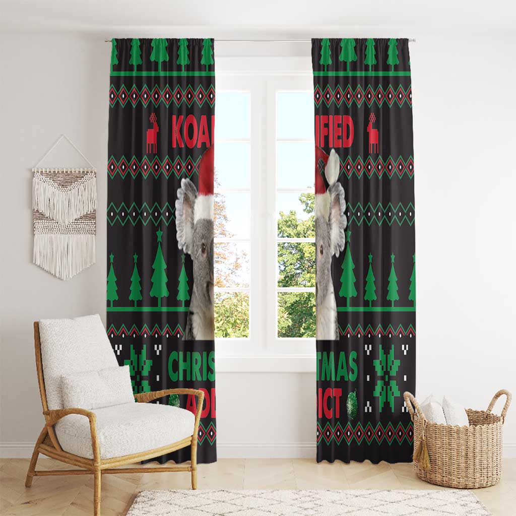 Cute Koala Window Curtain Koalified Christmas Addict - Wonder Print Shop