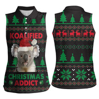Cute Koala Women Sleeveless Polo Shirt Koalified Christmas Addict - Wonder Print Shop