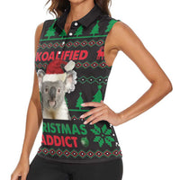 Cute Koala Women Sleeveless Polo Shirt Koalified Christmas Addict - Wonder Print Shop