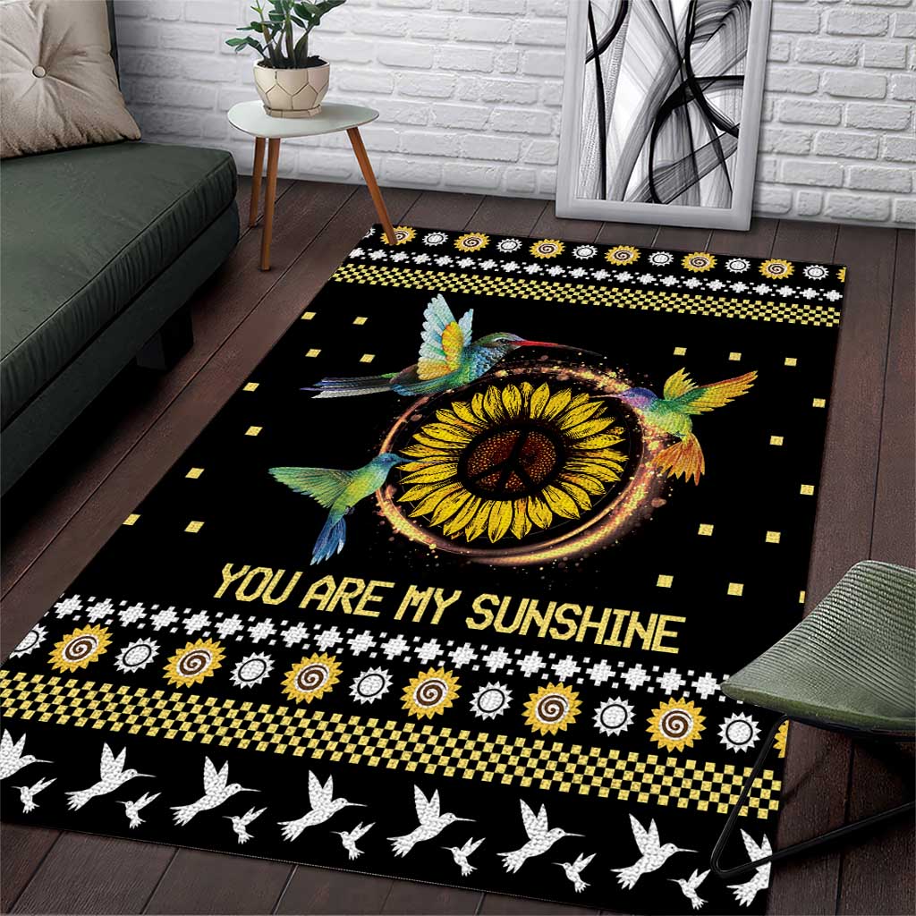 Hummingbird Sunflower Christmas Area Rug You Are My Sunshine - Wonder Print Shop