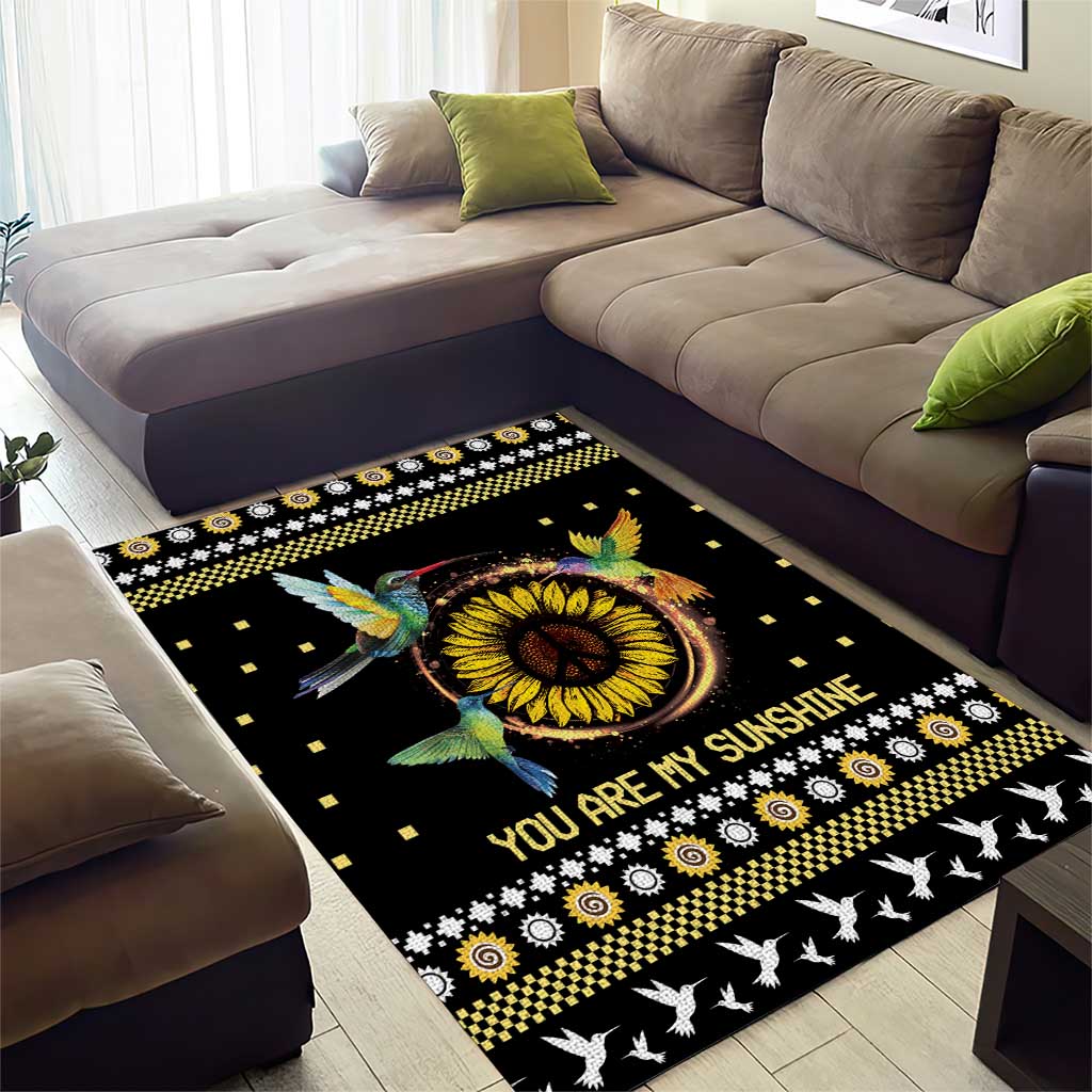 Hummingbird Sunflower Christmas Area Rug You Are My Sunshine - Wonder Print Shop
