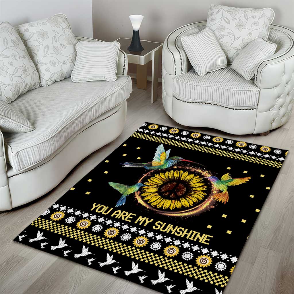 Hummingbird Sunflower Christmas Area Rug You Are My Sunshine - Wonder Print Shop