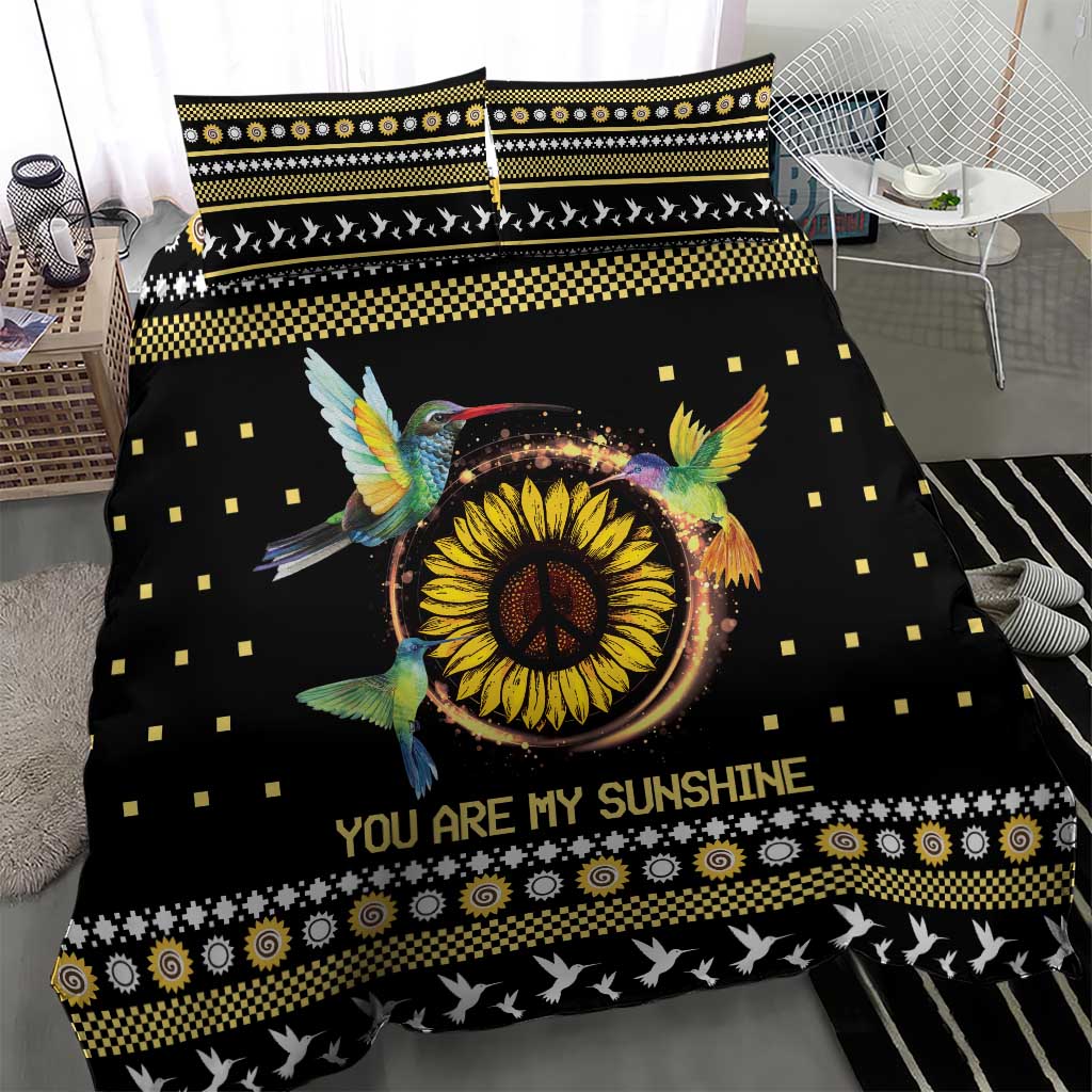 Hummingbird Sunflower Christmas Bedding Set You Are My Sunshine - Wonder Print Shop