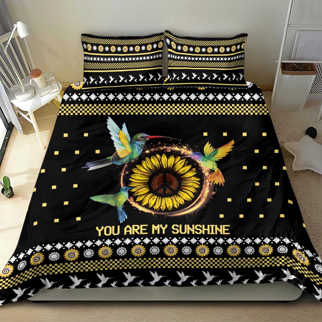 Hummingbird Sunflower Christmas Bedding Set You Are My Sunshine - Wonder Print Shop