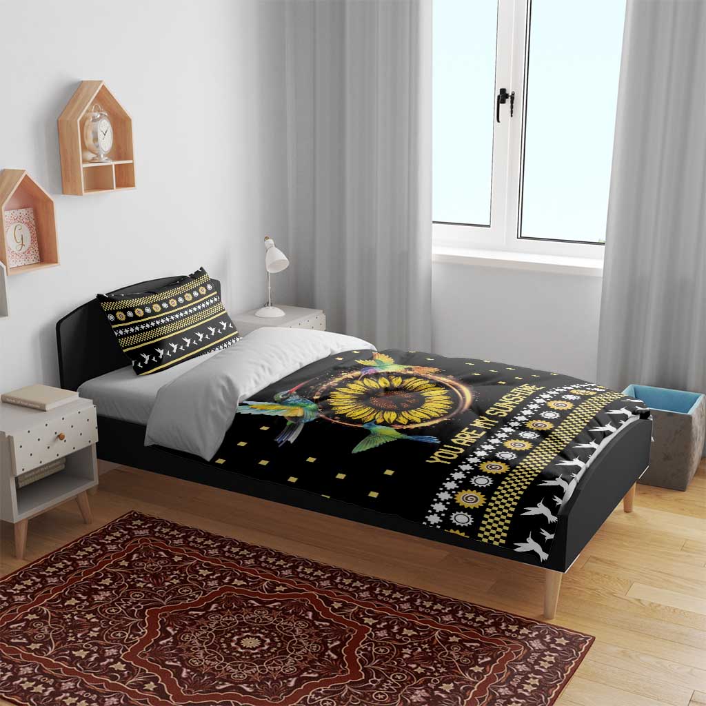 Hummingbird Sunflower Christmas Bedding Set You Are My Sunshine - Wonder Print Shop