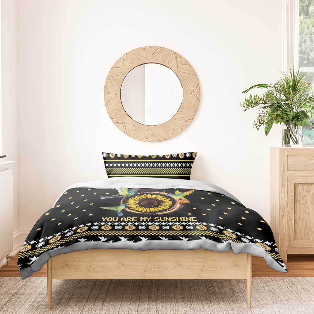 Hummingbird Sunflower Christmas Bedding Set You Are My Sunshine - Wonder Print Shop