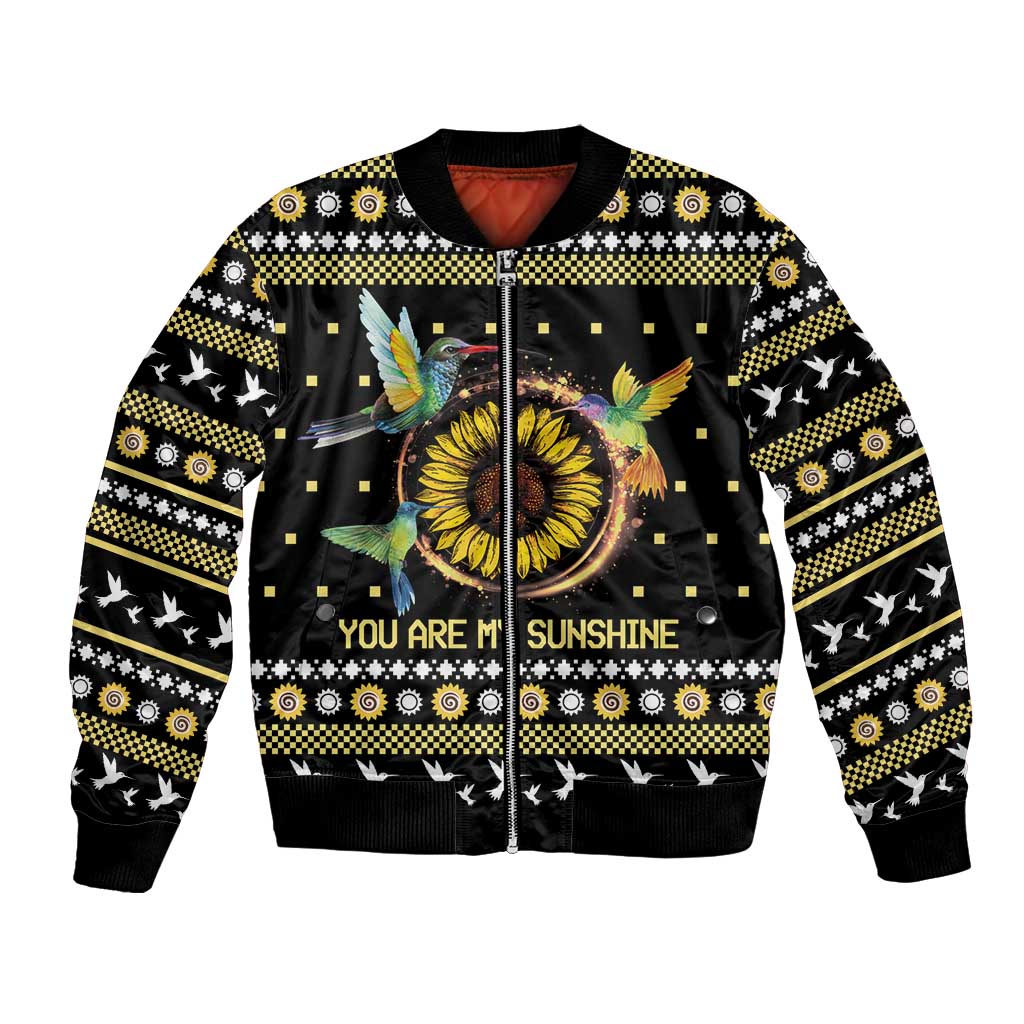 Hummingbird Sunflower Christmas Bomber Jacket You Are My Sunshine - Wonder Print Shop