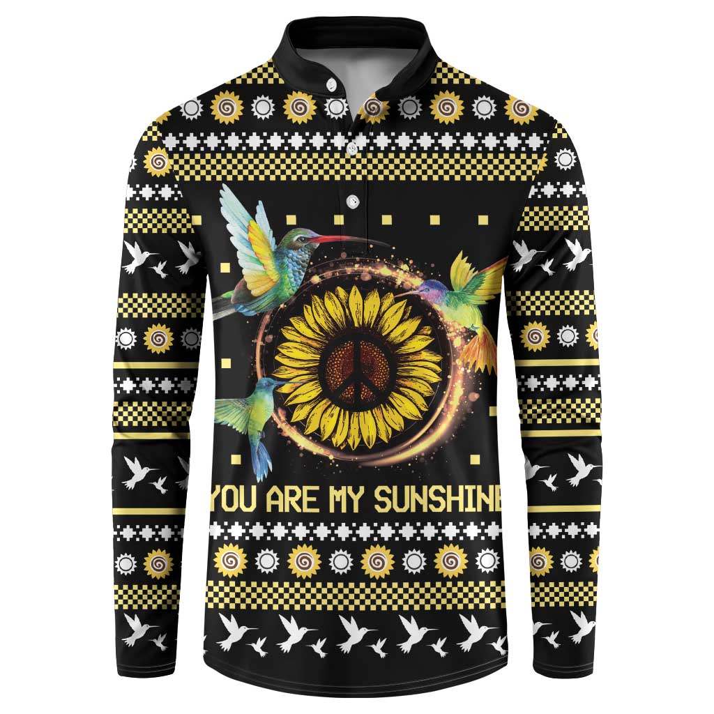 Hummingbird Sunflower Christmas Button Sweatshirt You Are My Sunshine - Wonder Print Shop