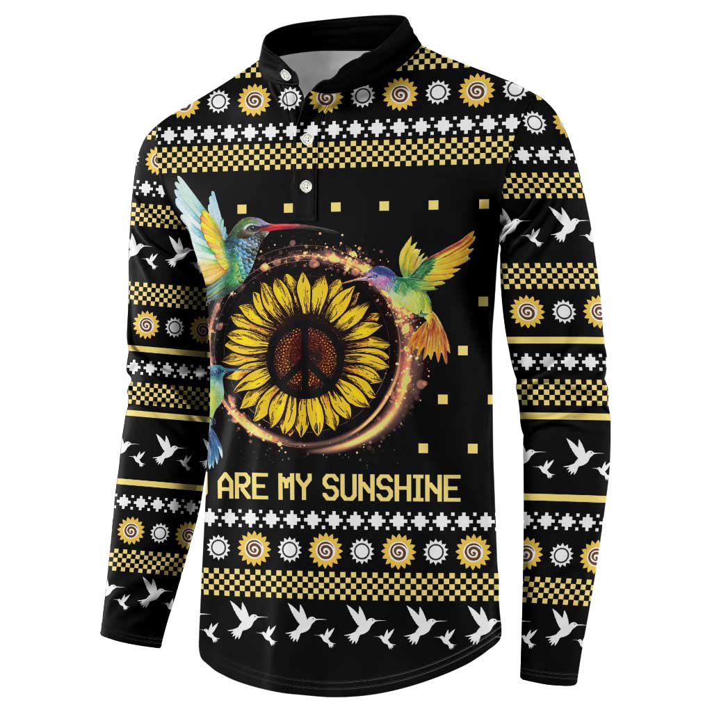 Hummingbird Sunflower Christmas Button Sweatshirt You Are My Sunshine - Wonder Print Shop