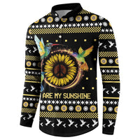 Hummingbird Sunflower Christmas Button Sweatshirt You Are My Sunshine - Wonder Print Shop