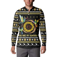 Hummingbird Sunflower Christmas Button Sweatshirt You Are My Sunshine - Wonder Print Shop