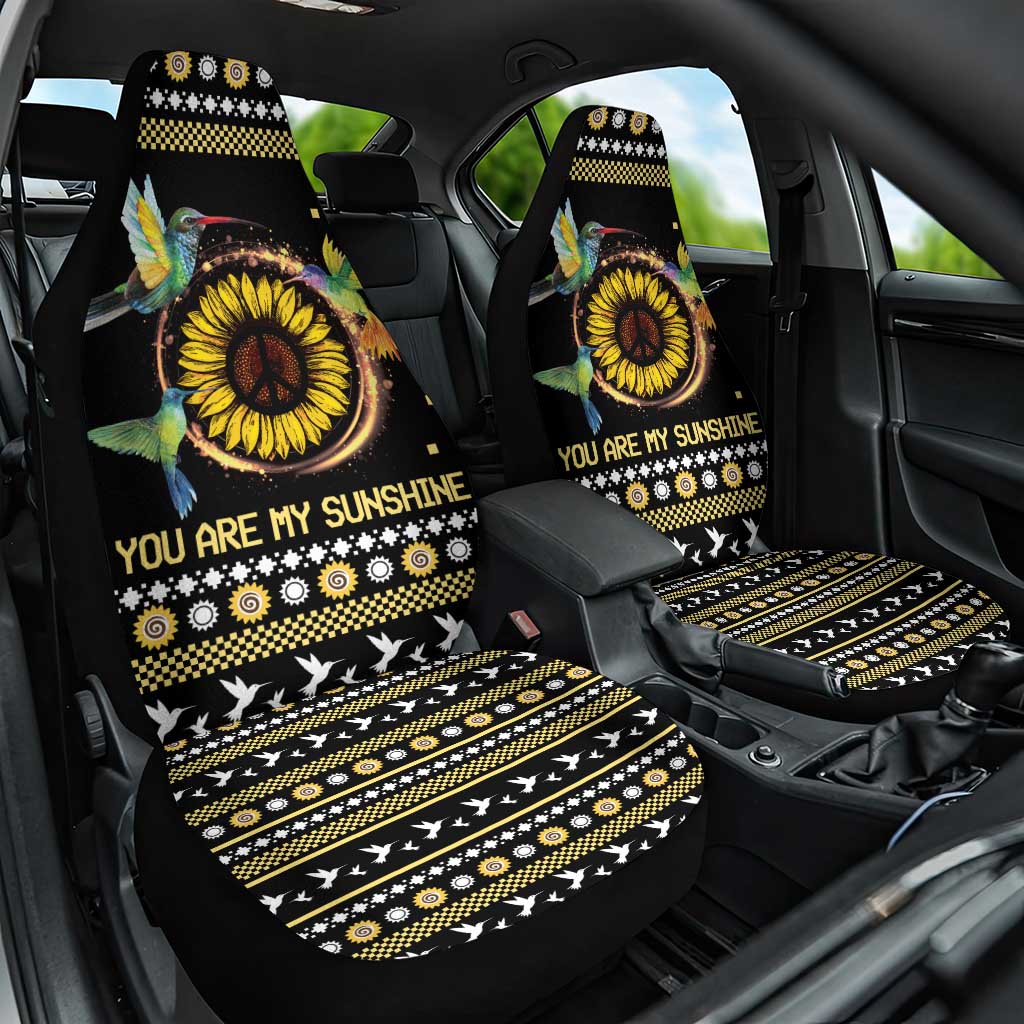 Hummingbird Sunflower Christmas Car Seat Cover You Are My Sunshine - Wonder Print Shop