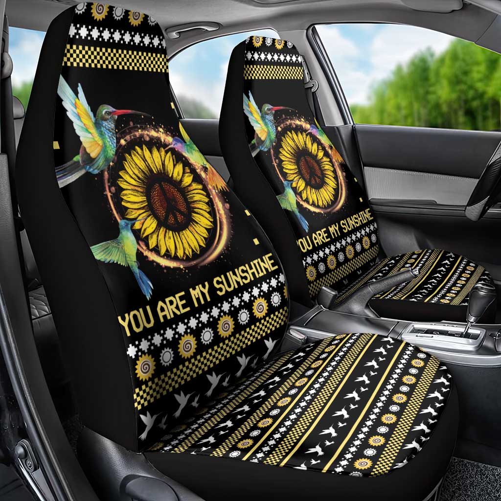 Hummingbird Sunflower Christmas Car Seat Cover You Are My Sunshine - Wonder Print Shop