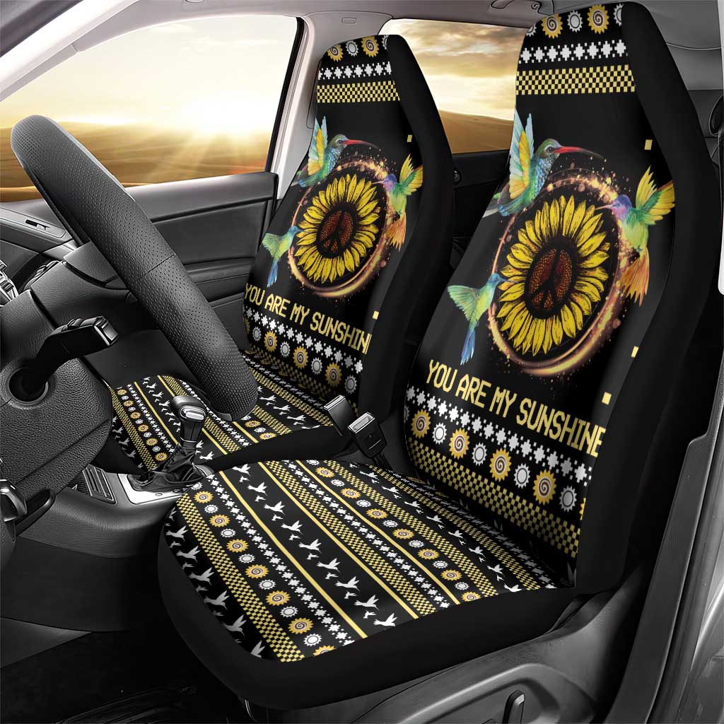 Hummingbird Sunflower Christmas Car Seat Cover You Are My Sunshine - Wonder Print Shop