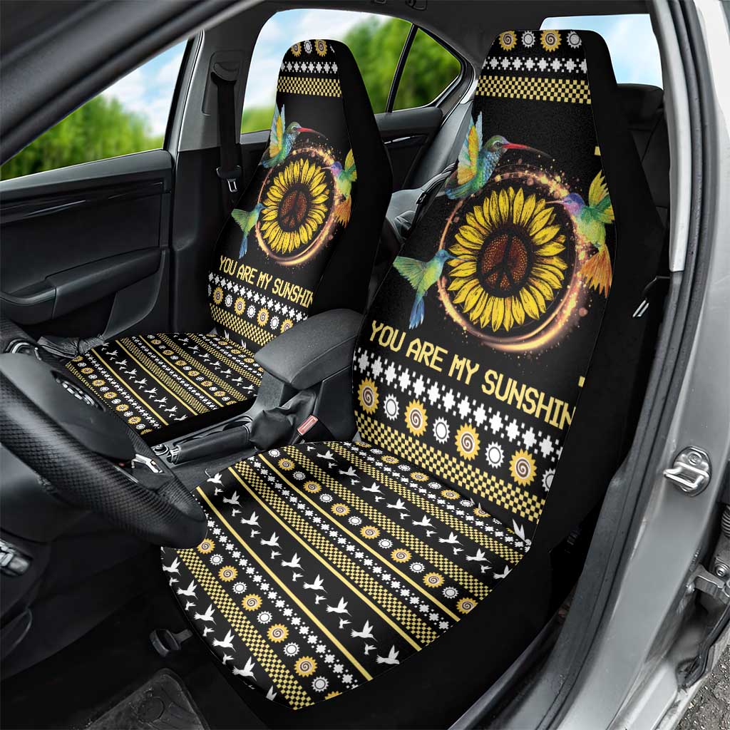 Hummingbird Sunflower Christmas Car Seat Cover You Are My Sunshine - Wonder Print Shop