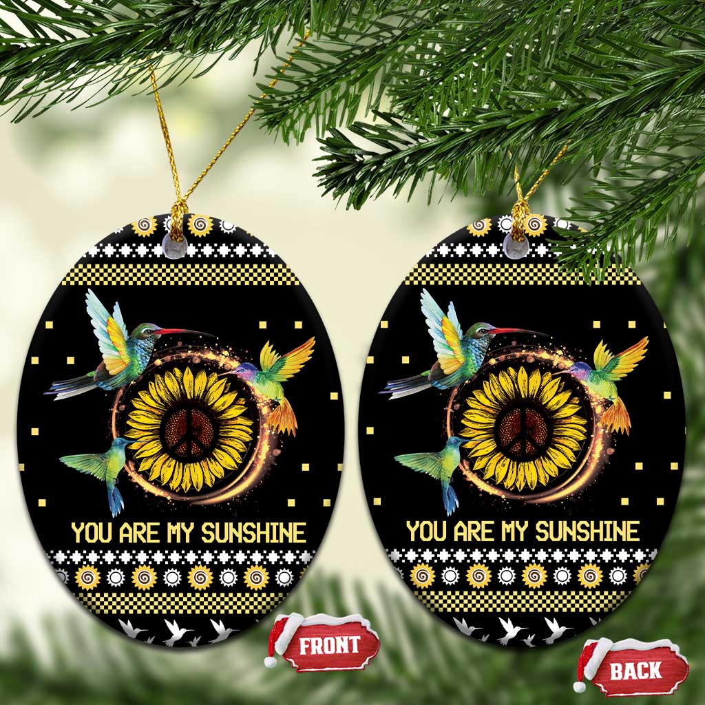 Hummingbird Sunflower Christmas Ceramic Ornament You Are My Sunshine - Wonder Print Shop