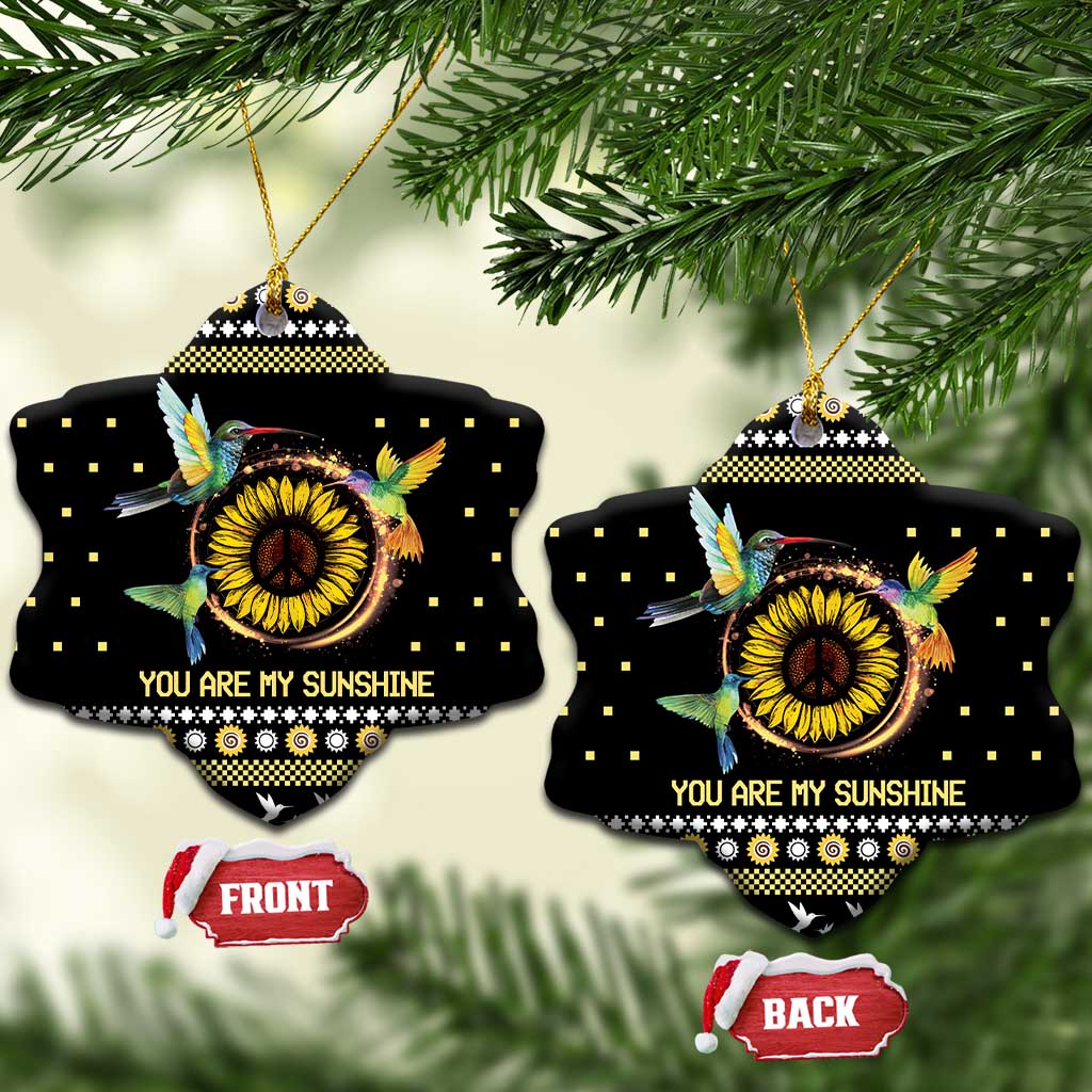 Hummingbird Sunflower Christmas Ceramic Ornament You Are My Sunshine - Wonder Print Shop