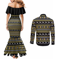 Hummingbird Sunflower Christmas Couples Matching Mermaid Dress and Long Sleeve Button Shirt You Are My Sunshine