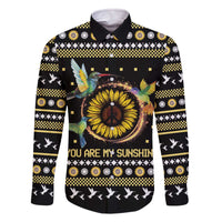 Hummingbird Sunflower Christmas Family Matching Off The Shoulder Long Sleeve Dress and Hawaiian Shirt You Are My Sunshine - Wonder Print Shop