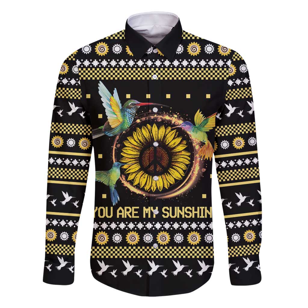 Hummingbird Sunflower Christmas Family Matching Off Shoulder Short Dress and Hawaiian Shirt You Are My Sunshine - Wonder Print Shop