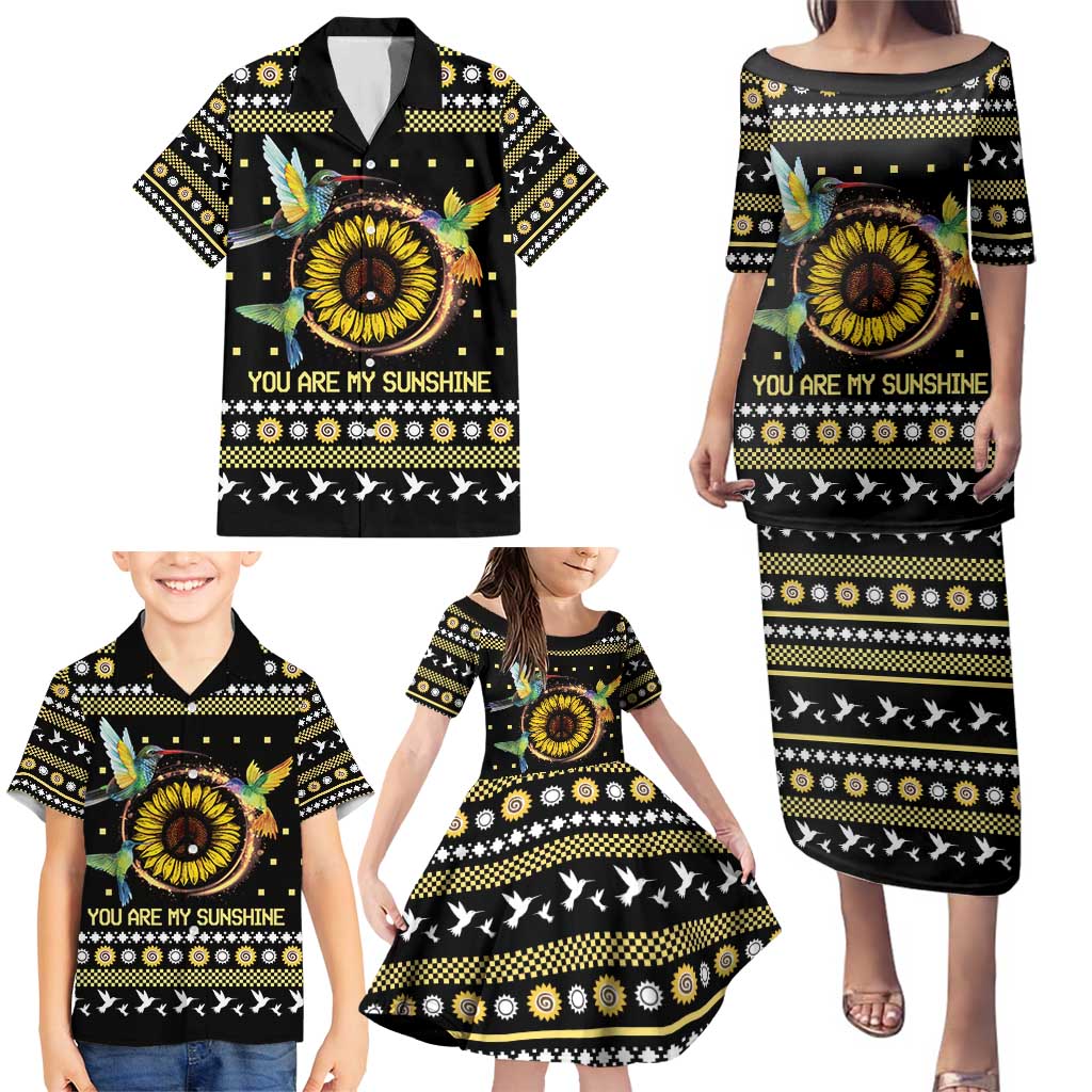 Hummingbird Sunflower Christmas Family Matching Puletasi and Hawaiian Shirt You Are My Sunshine - Wonder Print Shop