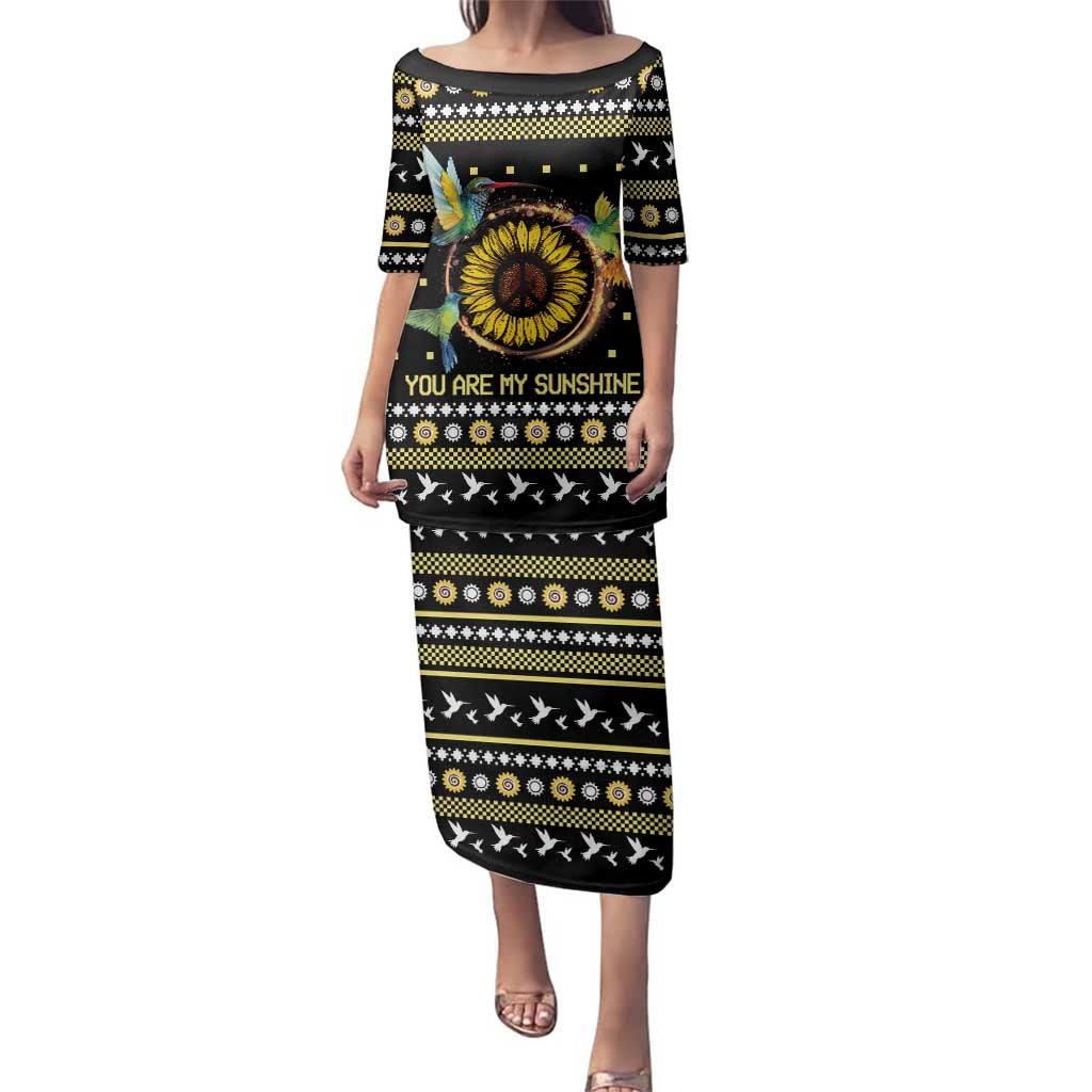 Hummingbird Sunflower Christmas Family Matching Puletasi and Hawaiian Shirt You Are My Sunshine - Wonder Print Shop