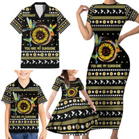 Hummingbird Sunflower Christmas Family Matching Short Sleeve Bodycon Dress and Hawaiian Shirt You Are My Sunshine - Wonder Print Shop