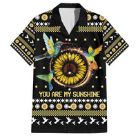 Hummingbird Sunflower Christmas Family Matching Short Sleeve Bodycon Dress and Hawaiian Shirt You Are My Sunshine - Wonder Print Shop