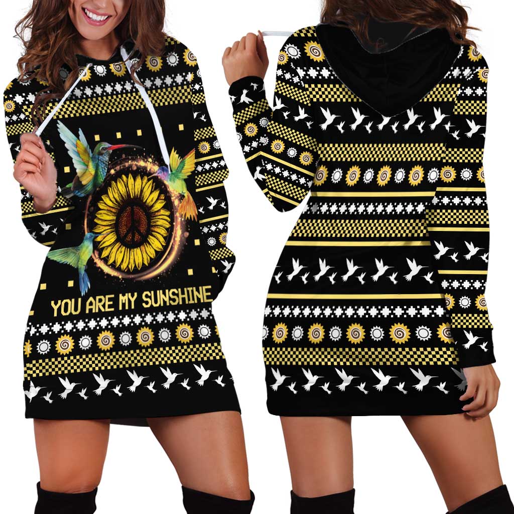 Hummingbird Sunflower Christmas Hoodie Dress You Are My Sunshine - Wonder Print Shop