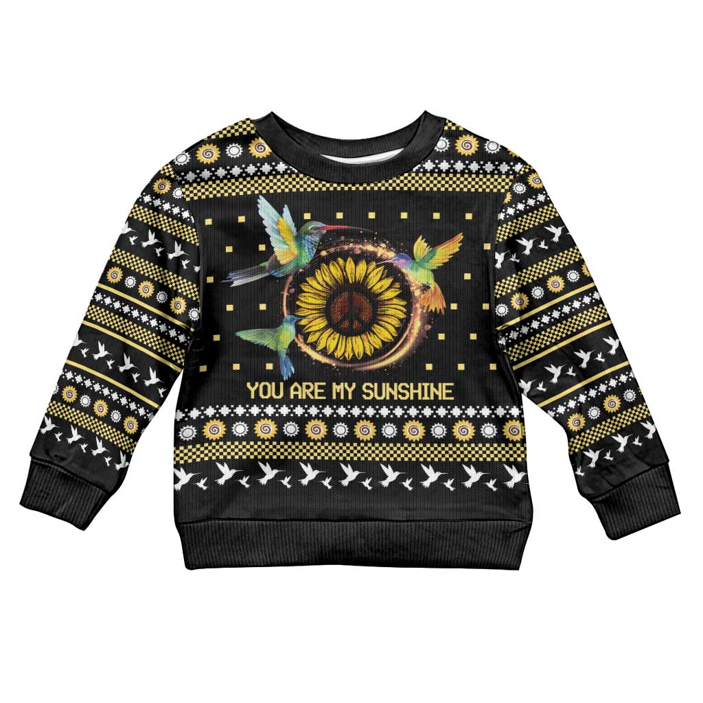 Hummingbird Sunflower Christmas Kid Ugly Christmas Sweater You Are My Sunshine - Wonder Print Shop