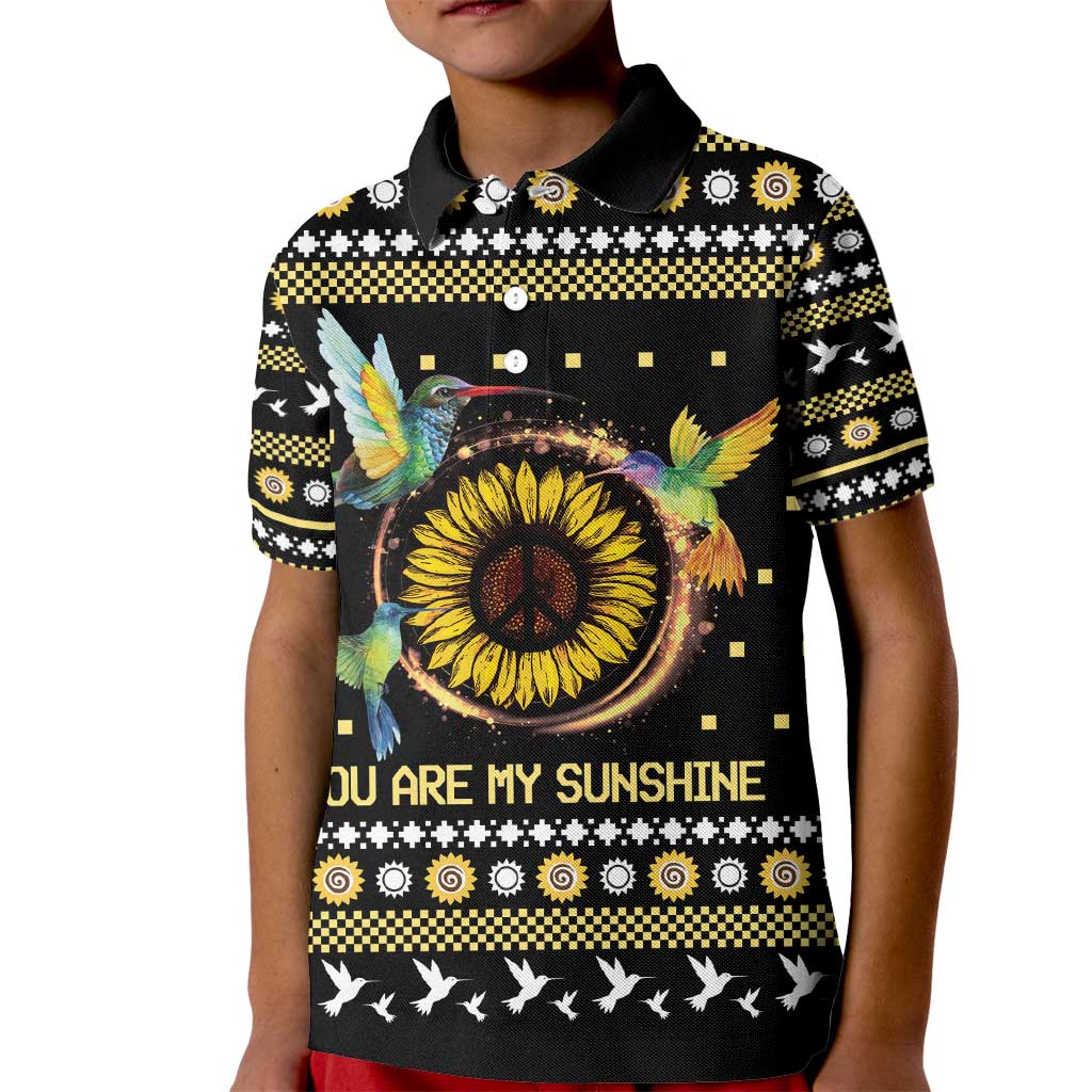 Hummingbird Sunflower Christmas Kid Polo Shirt You Are My Sunshine - Wonder Print Shop