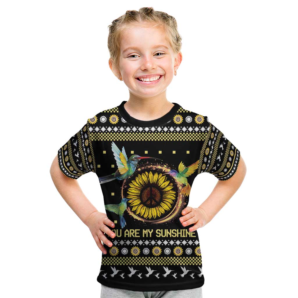 Hummingbird Sunflower Christmas Kid T Shirt You Are My Sunshine - Wonder Print Shop